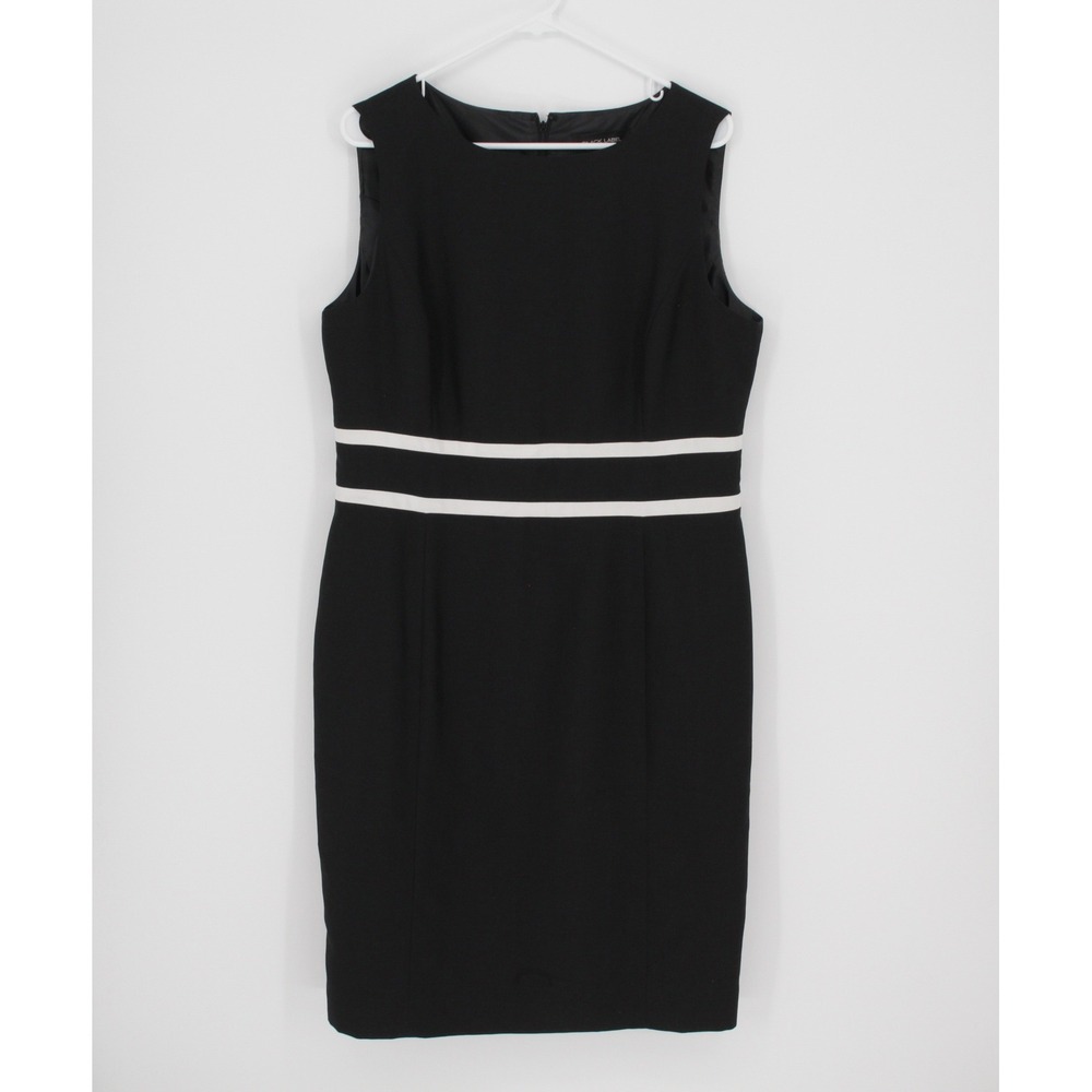 Black Label by Evan-Picone Women's Black Sleeveless Stripe Sheath Dress‎ Size 14